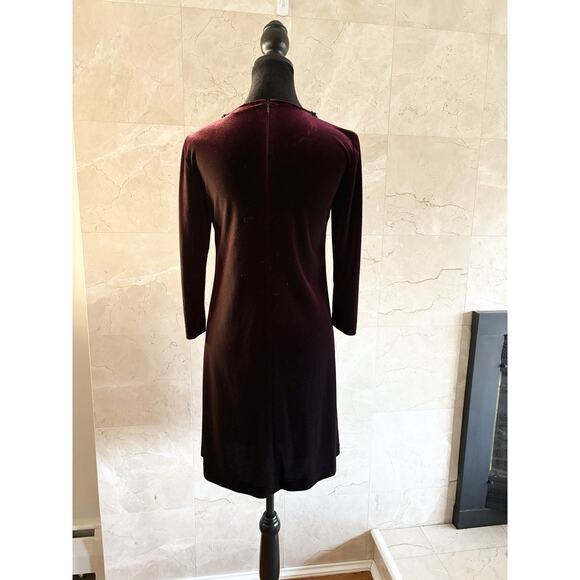 Betsey Johnson Collared Velvet Mini Dress - 2 Burgundy, Whimsigoth Holiday Twee - Picture 6 of 11